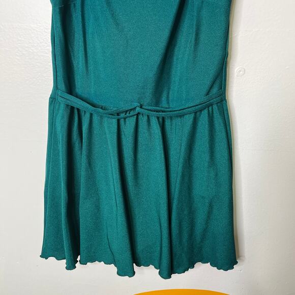 Vintage 60s 70s Roxanne Skirted One Piece Swimsuit Green 12/34C Modest - Picture 3 of 11